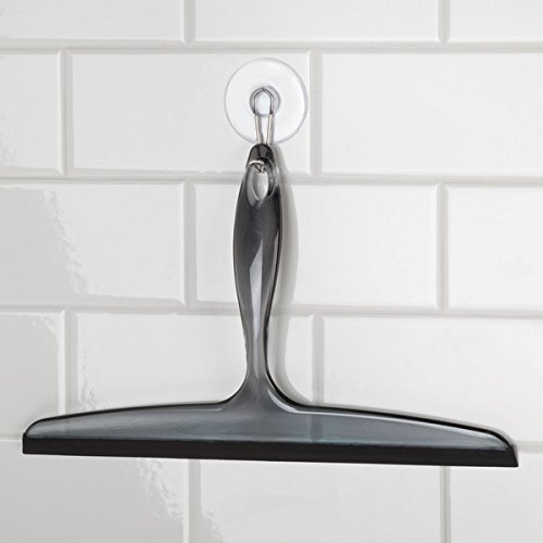 mDesign Duschabzieher schwarz – optimal für die Duschkabine oder als Fensterabzieher – robuster Abzieher (30,5 cm) aus Kunststoff – mit Saugnapf für Wandhalterung - 2