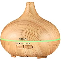 VicTsing 150ml Diffuseur d'Huiles Essentielles, Humidificateur d'air Ultrasonique, avec 14 Couleurs Changeantes, à Brume Fraîche Arôme , 3 Réglages de Temps pour Chambre, SPA, Massage, Yoga- Jaune