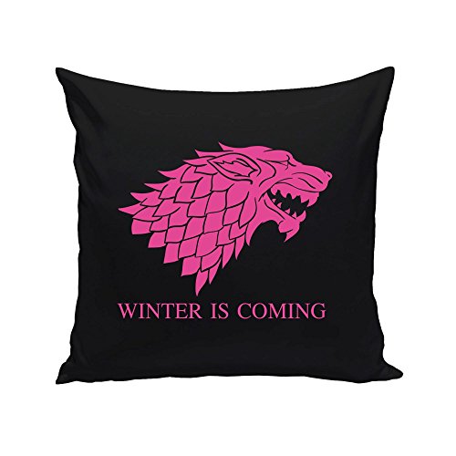40x40cm schwarze Dekokissen mit Füllung Game of Thrones Schattenwolf, schwarz-silber - 5