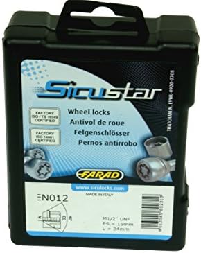 1 Set SICU Star Black Rim Locks Anti-Theft Thread M12 x 1.5 28 mm SW17 Ball and Adaptor by Farad/Wheel Locks/Farad/Set/Made in Italy/Alloy/Steel Wheel Rims/SW 17/Steel/Kebu/BMW/Mercedes/Opel/Renault/VOLKSWAGEN Series 3/5 Series/7 Series/A Class/B Class/C Class/CLK/SLK E Class/Corsa/Tigra/Vectra/Signum/Omega/Agila/Astra/Megane/Laguna/Passat/Jetta/Scirocco/Golf/Polo/Seave/Rims/Black