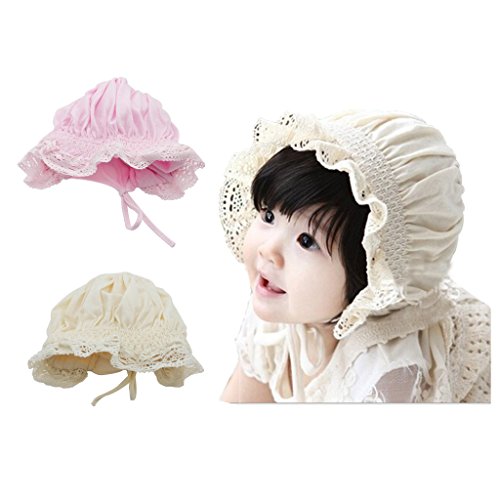 Entzückende Spitze Dekor Baby Sonne Mütze häkeln Baumwolle Mütze Sommer Outdoor-Hut (beige) - 4