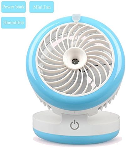 Soter Portable Air Conditioner Handheld USB Mini Misting Fan with Powerbank and Personal Cooling Essential Oil Diffuser Quiet Cool Mist Air Ultrasonic Humidifier (blue)