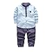 Produktbild URSING 2pcs Baby Jungen Gentleman Outfits Set Kleinkind Schöne weiße lange Hülse T-Shirt Tops mit Pocket + Lange Hosen Kleider Neugeborene Party Outfit Bekleidung Sets (80, Hellblau)