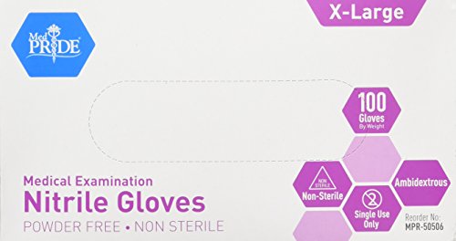 MED PRIDEPowder-Free Nitrile Exam Gloves X-Large (100 Count)