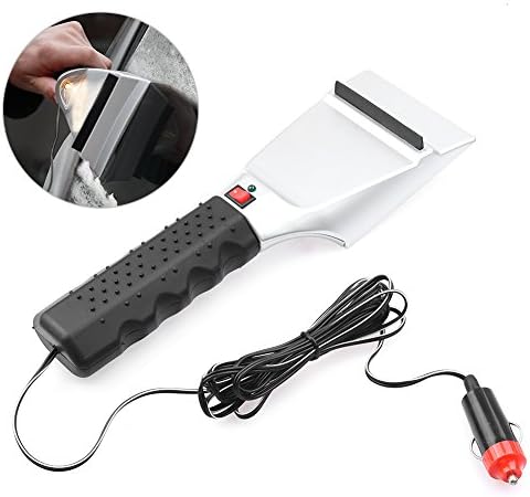 CARGOOL Heated Ice Scraper Auto Ice Chisel Durable Snow Scraper with Non-slip Grip, Powered by 12V Cigarette Lighter, Universal for Cars, Trucks and SUV, Silver and Black