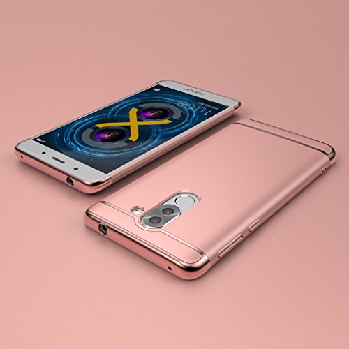 funda Honor 6x cover   Leathlux Ultra Delgado Anti-Ara  azos Protecci  n Duro Carcasa Enchapado protectora de parachoques trasero 3 En 1 case para Huawei Honor 6x  2016  5 5   Oro Rosa 