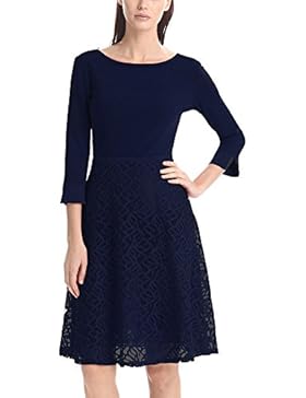 Große Größen Elegantes Spitzenkleid Damen Langärmliges Einfarbiges A Linie Kleid Frühling Sommer 2017