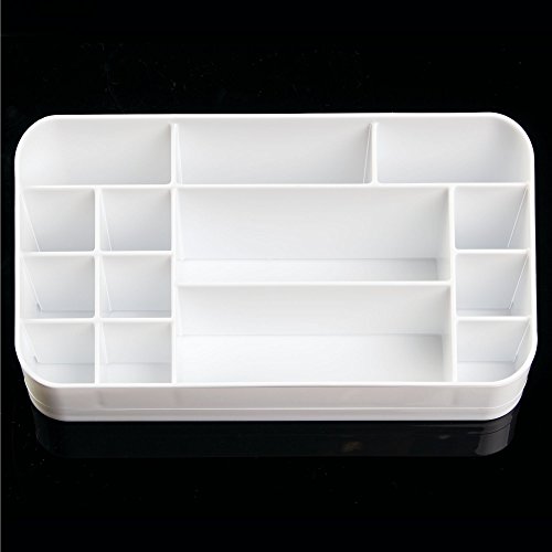 mDesign - Organizador de oficina y de escritorio - 14 compartimientos - Blanco