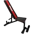 KENIT Adjustable Weight Bench for Home Gym, Multi-Purpose Workout Bench for Bench Press Sit up Incline Flat Decline (Red & Black) (BLK)