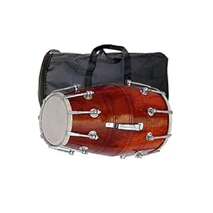 NSR TRADERS Wooden Indian Musical Professional Dholak With Carry Bag Instrument Drum Nuts & Bolt 041