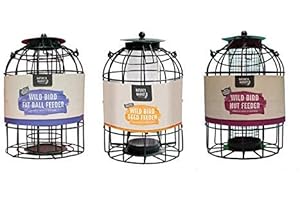 HOMEZONE Garden Mile 3 pack Wild Bird Feeders for Seeds, Peanut, fat ball feeder - Squirrel resistant Hanging Feeder for Wild Birds Food Stations in your Garden Outdoor Durable Construction Hanging Design