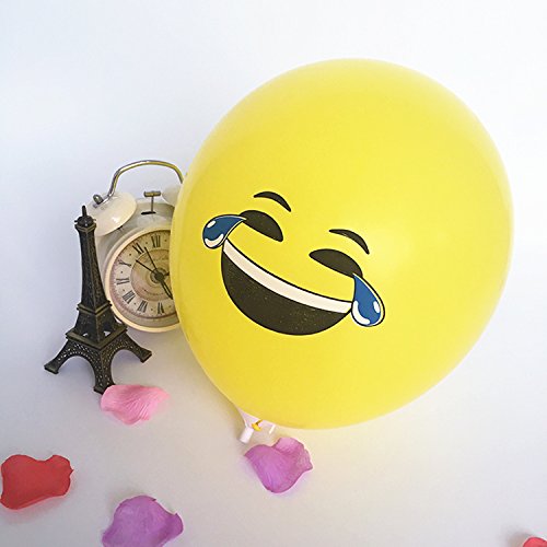 logei® 100St Emoji Luftballons verschiedene Miene Laune Ballons Luftballon Heliumballons Ballon Deko für Valentinstag, Verlobung, Hochzeit, Party in Gelb (Mienetyp nicht wählbar) - 2