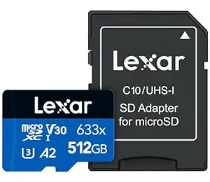 Lexar 512GB microSDXC High-Performance 633x Card with Adapter