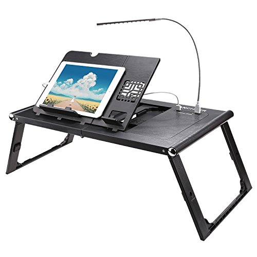 Ancheer Einstellbare Laptop Tisch Lapdesk Betttisch Faltende Smart-Tabelle mit Power Bank 10000mAh, Schwarz