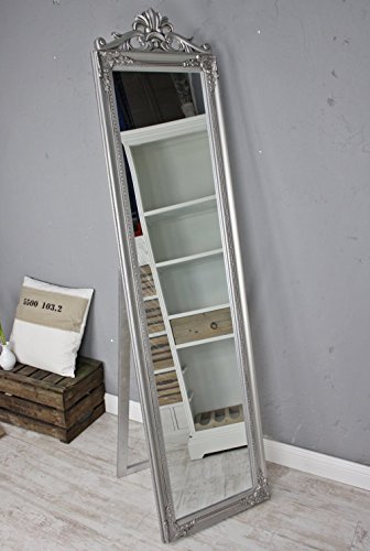 elbmöbel Standspiegel 180cm groß in silber antik mit Patina aus Holz im Landhaus-Stil - 5