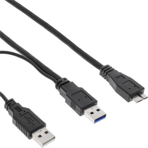 InLine USB 3.0 Y-Kabel (2x A an Micro B, 2 m) schwarz