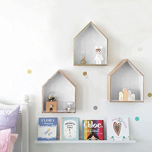 JUEYAN 3X Étagère Murale en Forme de Maison en Bois