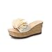 Produktbild Damen Slippers, Xinan Sommer Mode High Heels Hoch Absatz Keilabsatz Sandalen Slipper Frauen Casual Outdoor Innen Leder Hausschuhe Flip Flops Strandschuhe Badeschuhe (EU:34, Beige)