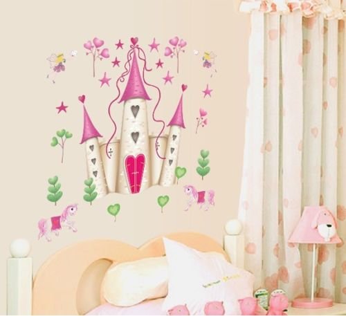 Wall Stickers Art Large Princess Fairy Castle Wall Stickers Wall Decals Kids Bedroom Nursery