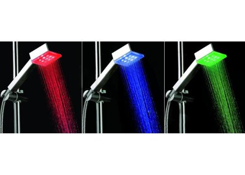 LED Duschkopf mit automatischem 3 Farbwechsel Temperaturanzeige für Gute-Laune beim Duschen Multi colour Flashing LED-Regenbogen Effekt - 2