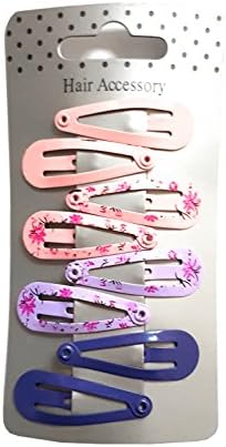 8 Small Kids Childrens Pinks and Purples Hair Clips Hair Grips Snap on Slides
