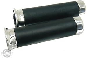 FAR COPPIA DI MANOPOLE IN GOMMA CON TERMINALI CROMATI PER VESPA PX 150 FRENO A DISCO