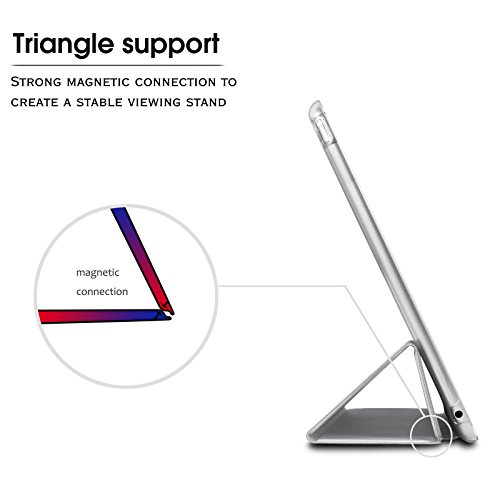 iPad Air 2 / iPad 6 Hülle, Infiland Ultra Dünn Tri-Fold Smart-Muschel PU Leder Ultra Schlank Superleicht Ständer Smart Shell Cover Schutzhülle Etui Tasche für Apple iPad Air 2 (2014 Modell)/ iPad 6(mit Auto Schlaf / Wach Funktion)(Transparent Weiß) - 9