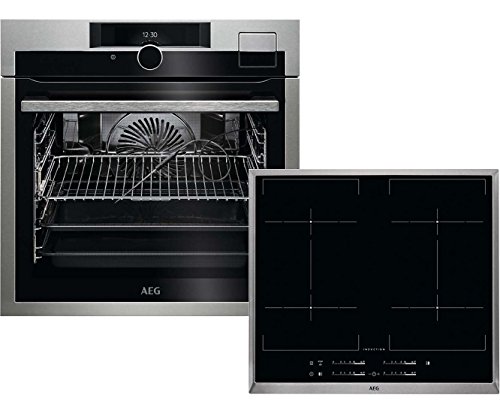 Preisvergleich Produktbild AEG AEG130BPMB, Einbauherdset, Induktionskochfeld, EEK: A++, 70 Liter, Edelstahl / Schwarz