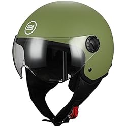 BHR 05254 Casco Moto Demi-Jet Modelo 801 con Linea One, Verde Opaco , L