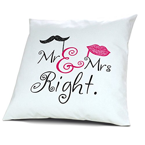 Kissen mit Design Mr and Mrs Right – Dekokissen Deko Kopfkissen Home Decor Sofa