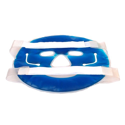 HealthAndYoga(TM) Anti-Fatigue Cooling Gel Face Mask with Strap-on Velcro | Facial Skin Refresh