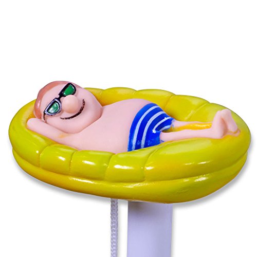 Pool Stab-Thermometer mit Motiv „Mann auf Luftmatratze“, lustig, schwimmend - 3
