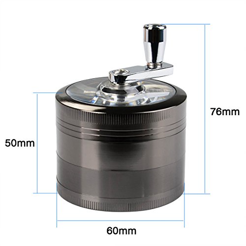 Skr Ø55mm 4 teilig Hand Kurbelte Kräutermühle Grinder Crusher aus Premium Zink Legierung für Kräuter, Herb, Weed, Spice, Tabak usw. - 3