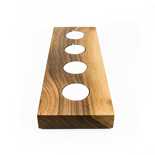 Teelicht Ständer Holz, Teelicht-halter, Stimmungslicht, Kerzenhalter für Teelichter, gemütlich minimalistische Kerzenständer | Handmade in Germany von FORMGUT® | Nussbaum Massiv für 4 Teelichter - 4