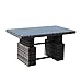 Produktbild greemotion Tisch Bari grau, Terassentisch mit Gasdruckfeder stufenlos höhenverstellbar, Esstisch mit Glasplatte, Lounge-Tisch für 4 Personen, Gartenmöbel aus Aluminumgestell und Polyrattan, witterungsbeständig