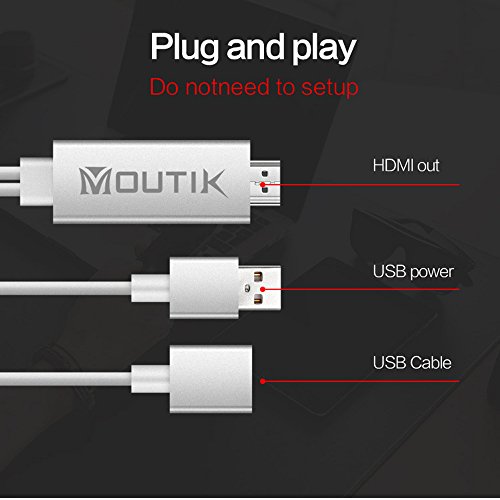 Moutik® Blitz zu HDMI Kabel Adapter USBPTV HDMI 1080P HDTV Projektor Anzeige für iPhone 7 7Plus 6S 6 Plus,für iPad,für Samsung S8 S7 Note 7 Note 6 Silber - 5