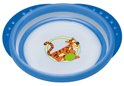 NUK 10255154 Disney Easy Learning Esslern-Teller mit Deckel, Anti-Rutsch-Griffe, rutschfester Boden, BPA-frei, blau