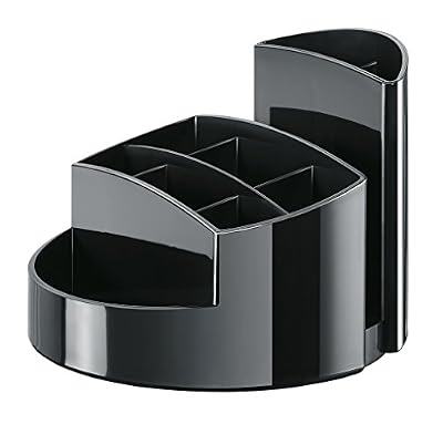 HAN 17460-13- Pot à crayons RONDO- élégant- haute brillance- qualité Premium- avec 9 cases- noir