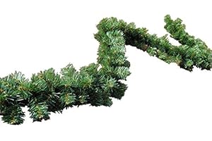 FKL DESIGN HOME DECO Weihnachtsgirlande Dicke Tannengirlande Weihnachtsdeko Grüne Tannenzweige 300cm (160 Spitzen) - Tannen Girlande als Weihanachtskranz - Weihnachten, weihnachtsdeko aussen, innen, amerikanisch