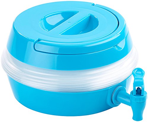 PEARL Faltbares Fässchen, Auslaufhahn, Ständer, 5,5 Liter, blau/transparent - 4