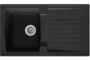 Liquida AR10BL 1.0 Bowl Composite Reversible Inset Black Kitchen Sink with Waste