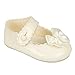 BABY GIRLS PATENT BOW BUTTON PRAM WEDDING CHRISTENING PARTY MADE IN ENGLAND SHOES (0-3 Months (Size 0), Ivory Patent)