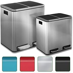 casa pura Poubelle tri sélectif Haute rectangulaire en INOX à pédale | Cuisine, Garage | Recyclage | Félix - 30L - 41x36x47cm - Gris