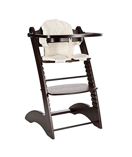 Design Wooden Highchair - with two seat cushion L-shape brown