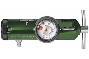 Medline Mini régulateur d'oxygène, sans latex, 0-15 litres par minute, connexion 870 CGA, manchon en laiton
