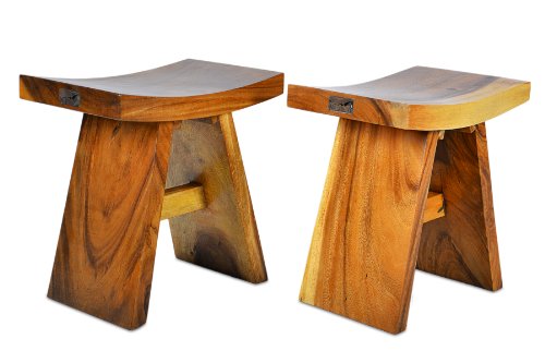 Nexos DIVERO Hocker Suar Holz Sitzhocker Holzhocker massiv, reine Handarbeit - 4