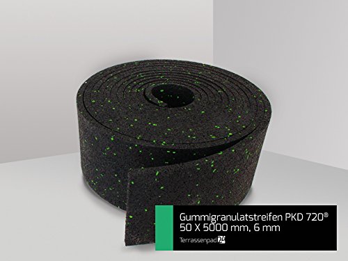50 mm x 5.000 mm x 6mm Terrassenpad, Terrassenpads, Gummigranulat, Terrassen Streifen Rollen