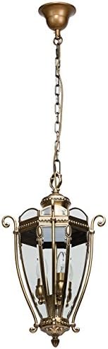 Outdoor brass finished pendant lantern waterproof glass rustic IP44 3-bulb Ø33cm exkl,E14 3x60W 230V