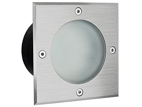 flacher LED-Boden Einbau-Strahler VIROK quadratisch in Edelstahl gebürstet, mit Echt-Glas matt, inkl. GX53 3,5W LED-Leuchtmittel warm-weiß 230V [TOP VORTEILE: hervorragende LICHTQUALITÄT, hoch BELASTBAR, geringe EINBAUTIEFE] - 3