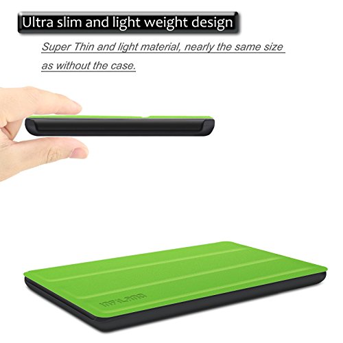 Amazon Fire 7-Hülle (7-Zoll-Tablet, 7. Generation – 2017) – Infiland Ultra Dünn Tri-Fold Muschel PU Leder Ultra Schlank Superleicht Ständer Shell Cover Schutzhülle Etui Tasche für Das neue Fire 7 (2017), 17,7 cm (7 Zoll) Display Tablet(Grün) - 5